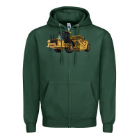 Sports Green Wheel Tractor Scraper Zipper Hoodie - LillyAllenDesigns