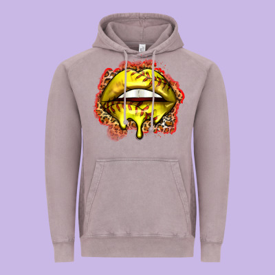 Softball Lips Vintage Hoodie Designed By Zillion Design Studio