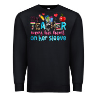 Black this teacher wears her her on her sleeve Premium Sweatshirt - NancyCooperArtShop