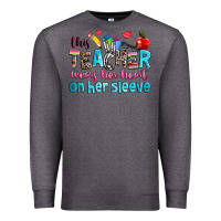 Charcoal Heather this teacher wears her her on her sleeve Premium Sweatshirt - NancyCooperArtShop