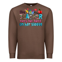 Chestnut this teacher wears her her on her sleeve Premium Sweatshirt - NancyCooperArtShop