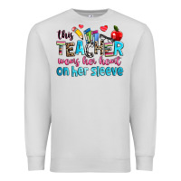 Dove Grey this teacher wears her her on her sleeve Premium Sweatshirt - NancyCooperArtShop