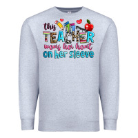 Heather Grey this teacher wears her her on her sleeve Premium Sweatshirt - NancyCooperArtShop