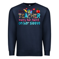 Navy this teacher wears her her on her sleeve Premium Sweatshirt - NancyCooperArtShop