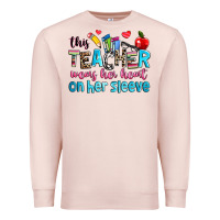 Pale Pink this teacher wears her her on her sleeve Premium Sweatshirt - NancyCooperArtShop