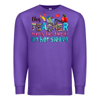 Purple this teacher wears her her on her sleeve Premium Sweatshirt - NancyCooperArtShop