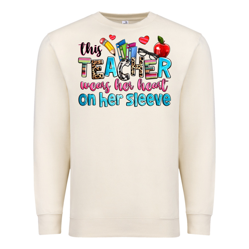 This Teacher Wears Her Her On Her Sleeve Premium Sweatshirt by NancyCooperArtShop | Teevron