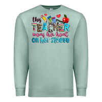 Seafoam this teacher wears her her on her sleeve Premium Sweatshirt - NancyCooperArtShop