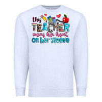 White this teacher wears her her on her sleeve Premium Sweatshirt - NancyCooperArtShop