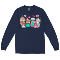 Navy valentines day gnomes coffee cups Long Sleeve Tee - Jasminsmagicworld