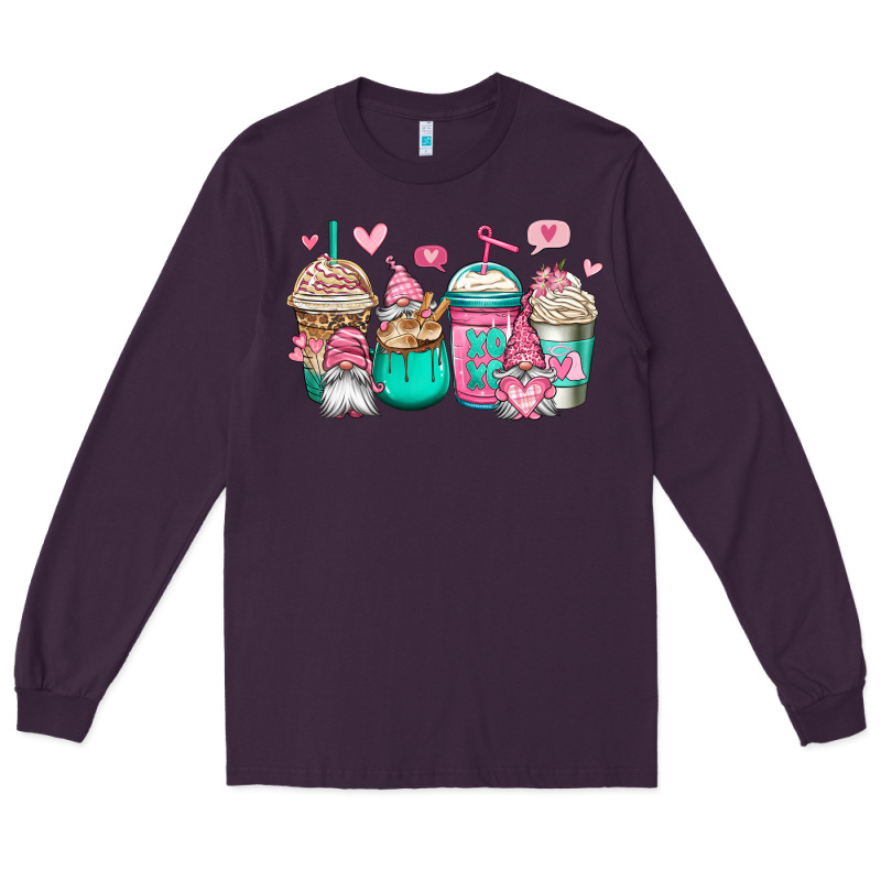 Valentines Day Gnomes Coffee Cups Long Sleeve Tee by Jasminsmagicworld | Teevron