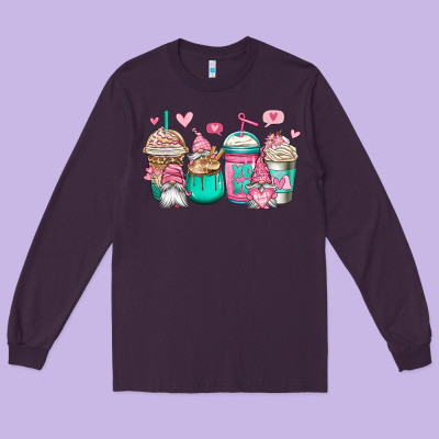 Valentines Day Gnomes Coffee Cups Long Sleeve Tee Designed By Jasminsmagicworld