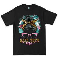 Black nail tech life messy bun Premium Tee - BarkalooDesign