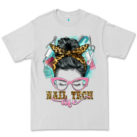 Dove Grey nail tech life messy bun Premium Tee - BarkalooDesign