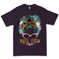 Plum nail tech life messy bun Premium Tee - BarkalooDesign