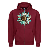 Burgundy sunflower Zipper Hoodie - BarkalooDesign