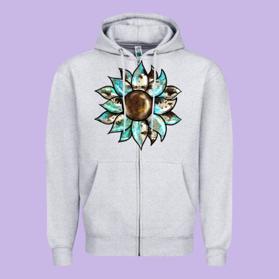 Sunflower Zipper Hoodie Designed By Barkaloodesign