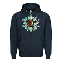 Navy sunflower Zipper Hoodie - BarkalooDesign