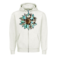 Oatmeal Heather sunflower Zipper Hoodie - BarkalooDesign