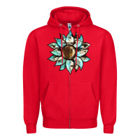 Red sunflower Zipper Hoodie - BarkalooDesign