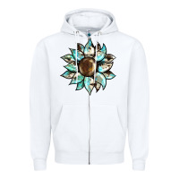 White sunflower Zipper Hoodie - BarkalooDesign