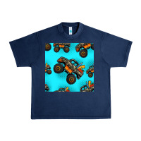 Navy monster truck pre teen seamless pattern Urban Heavy Tee - HRA Design Shop