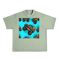 Oil Green monster truck pre teen seamless pattern Urban Heavy Tee - HRA Design Shop