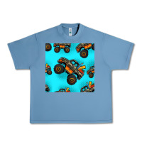 Pebble Blue monster truck pre teen seamless pattern Urban Heavy Tee - HRA Design Shop