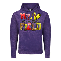 Cloud Purple my heart is on that field softball Vintage Hoodie - Zillion Design Studio