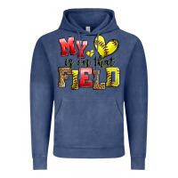 Vintage Denim my heart is on that field softball Vintage Hoodie - Zillion Design Studio