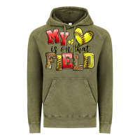 Vintage Olive my heart is on that field softball Vintage Hoodie - Zillion Design Studio