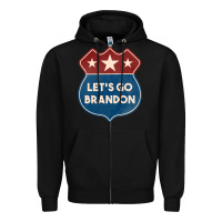 Black Let's Go Brandon Shield Patch Zipper Hoodie - Jasminsmagicworld