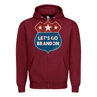 Burgundy Let's Go Brandon Shield Patch Zipper Hoodie - Jasminsmagicworld