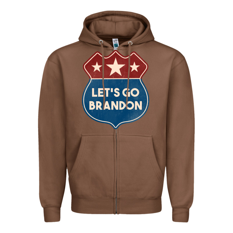 Let's Go Brandon Shield Patch Zipper Hoodie by Jasminsmagicworld | Teevron