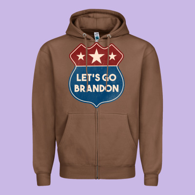 Let's Go Brandon Shield Patch Zipper Hoodie Designed By Jasminsmagicworld