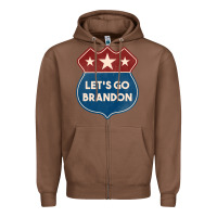 Chestnut Let's Go Brandon Shield Patch Zipper Hoodie - Jasminsmagicworld