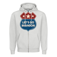 Dove Grey Let's Go Brandon Shield Patch Zipper Hoodie - Jasminsmagicworld