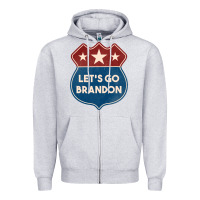 Heather Grey Let's Go Brandon Shield Patch Zipper Hoodie - Jasminsmagicworld