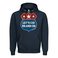 Navy Let's Go Brandon Shield Patch Zipper Hoodie - Jasminsmagicworld