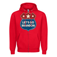 Red Let's Go Brandon Shield Patch Zipper Hoodie - Jasminsmagicworld