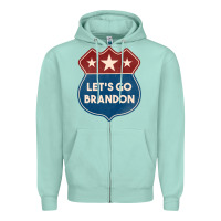 Seafoam Let's Go Brandon Shield Patch Zipper Hoodie - Jasminsmagicworld