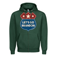 Sports Green Let's Go Brandon Shield Patch Zipper Hoodie - Jasminsmagicworld