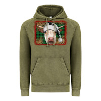 Vintage Olive christmas cow with background Vintage Hoodie - RanaPortraitStore