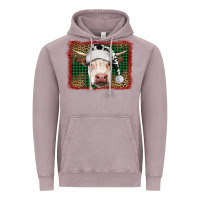 Vintage Zinc christmas cow with background Vintage Hoodie - RanaPortraitStore