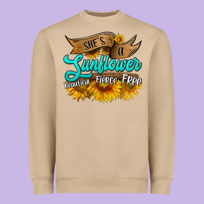 She's A Sunflower Beautiful Fierce Free Heavyweight Sweatshirt Designed By Hra Design Shop