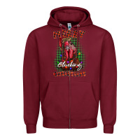 Burgundy merry clucking christmas rooster Zipper Hoodie - BarkalooDesign