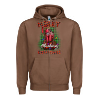 Chestnut merry clucking christmas rooster Zipper Hoodie - BarkalooDesign