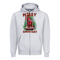 Heather Grey merry clucking christmas rooster Zipper Hoodie - BarkalooDesign