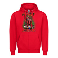 Red merry clucking christmas rooster Zipper Hoodie - BarkalooDesign