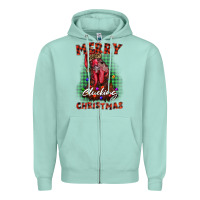 Seafoam merry clucking christmas rooster Zipper Hoodie - BarkalooDesign